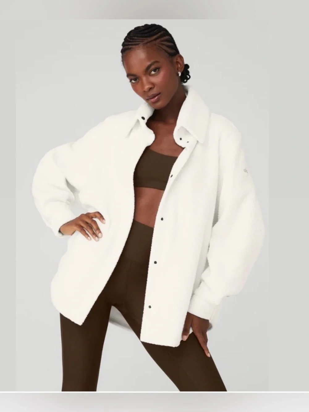 ALO Yoga Micro Sherpa Envy Jacket Ivory White Fleece Shacket Medium